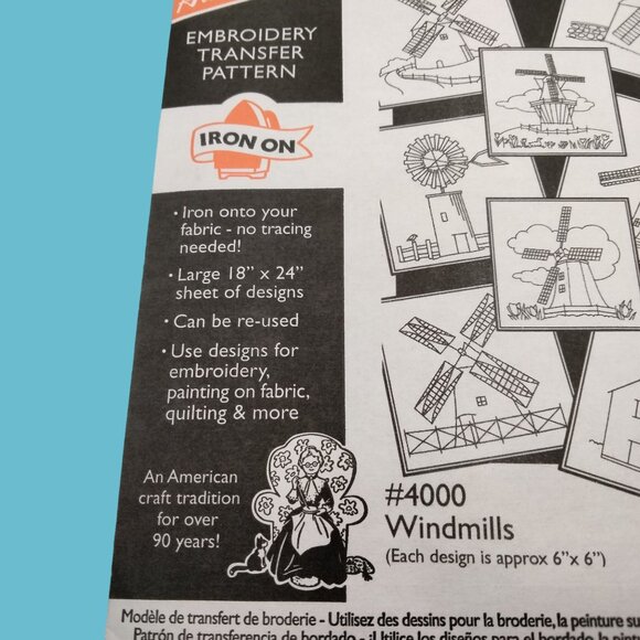 Aunt Marthas Windmills Embroidery Transfer Pattern 4000 Iron On - Picture 2 of 4